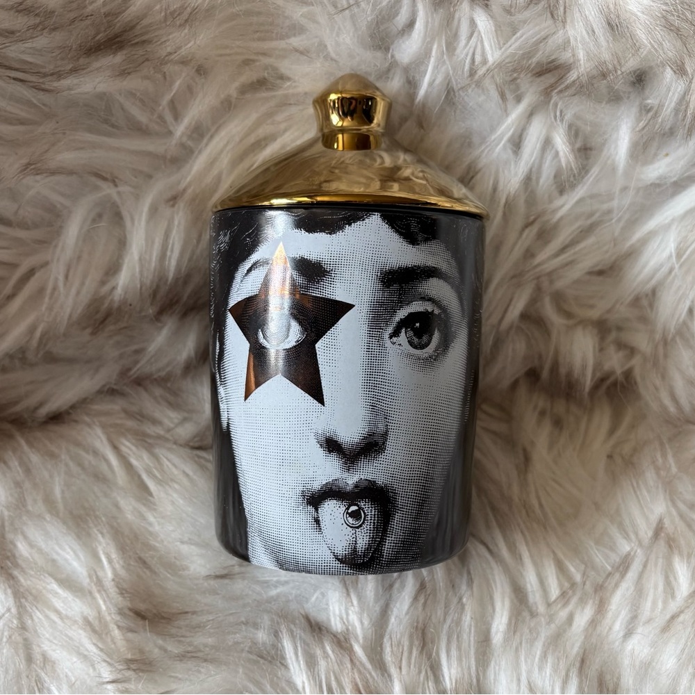 Decorative Art Deco Lina Cavalieri Jar with Star Eye and Gold Lid